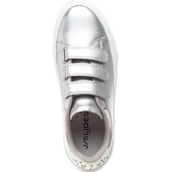 NEW JSLIDES Leather Gennie Sneakers IN silver for women 1225 3t7 - Picture 4 of 5